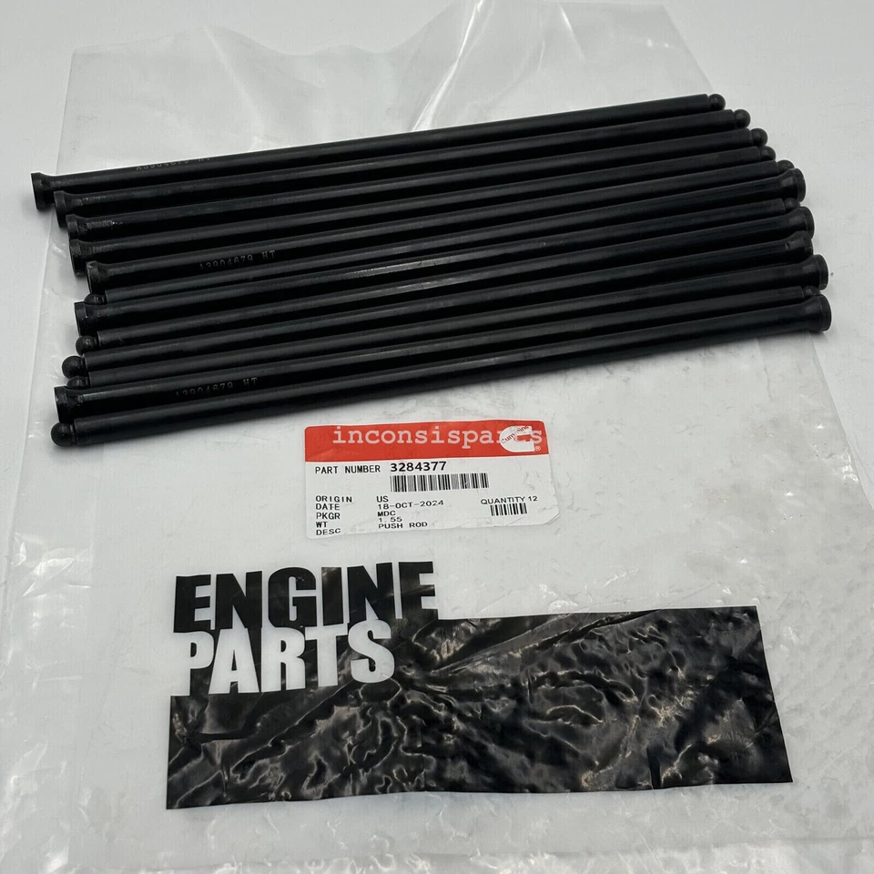 Tubo de varilla de empuje de válvula de 12 piezas compatible con 89-98 5,9 L Cummins 12 V 3284377 NUEVO envío gratuito Foto 2 de 4