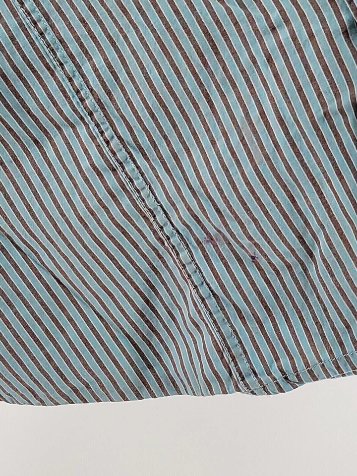 The Streets Revolution Mens Button-Up Long Sleeve Size Around M Blue/Brown - Image 4 of 4