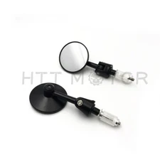 Pair 1" 25mm Motorcycle Handlebar Round Bar End Rearview Convex Side Mirror