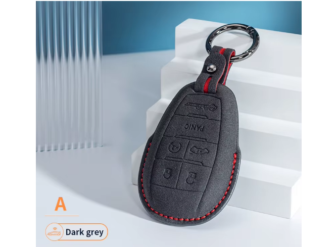 Car suede key cover For Alfa Romeo Giulia car key protection shell buckle GREY