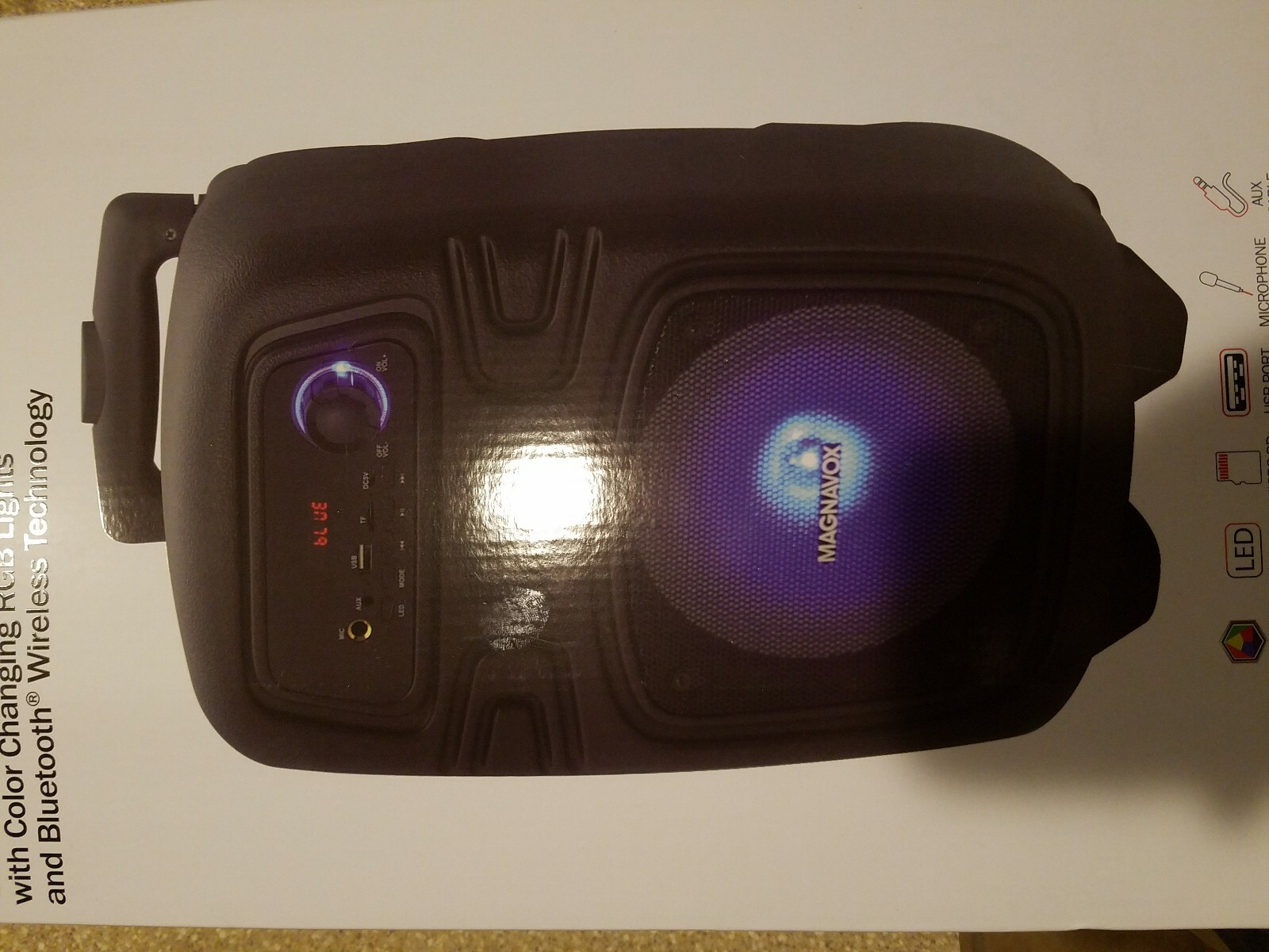 magnavox portable speaker with rgb color changing lights & bluetooth