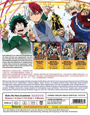 DVD ENGLISH DUBBED Boku No Hero Academia SEASON 1-5 (Vol.1-113 End) +3Movies