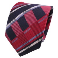 Tigertie Designer Seidenkrawatte Rot Blau Silber Gestreift - Krawatte Seide