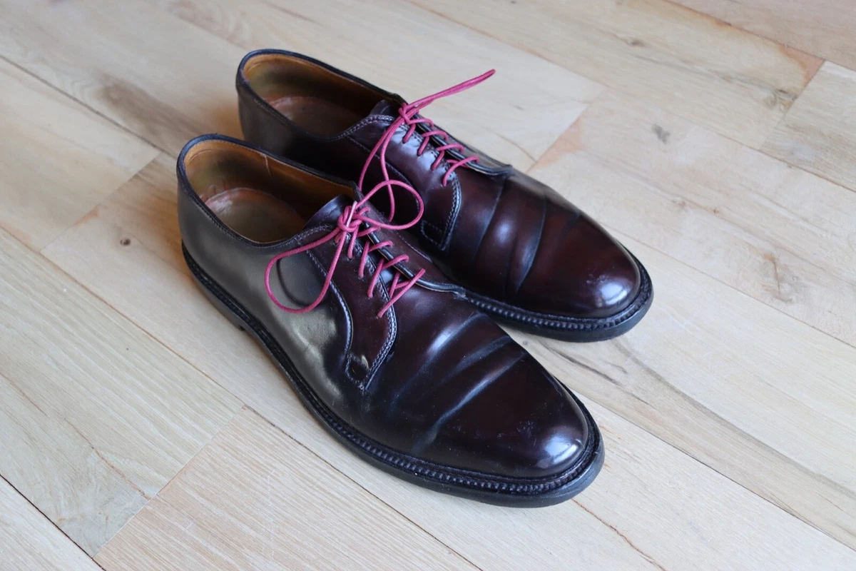 Vintage Alden #990 Color #8 Shell Cordovan Plain Toe Shoes V-Cleat 
