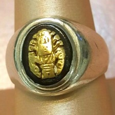 Sterling Silver 925 / 18K Gold Black Onyx Stone Ring Size 8