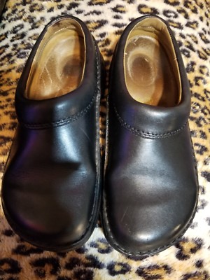 BIRKENSTOCK BLACK LEATHER LADIES MULES/SHOES SIZE 6 MADE IN GERMANY COMFORT/WORK