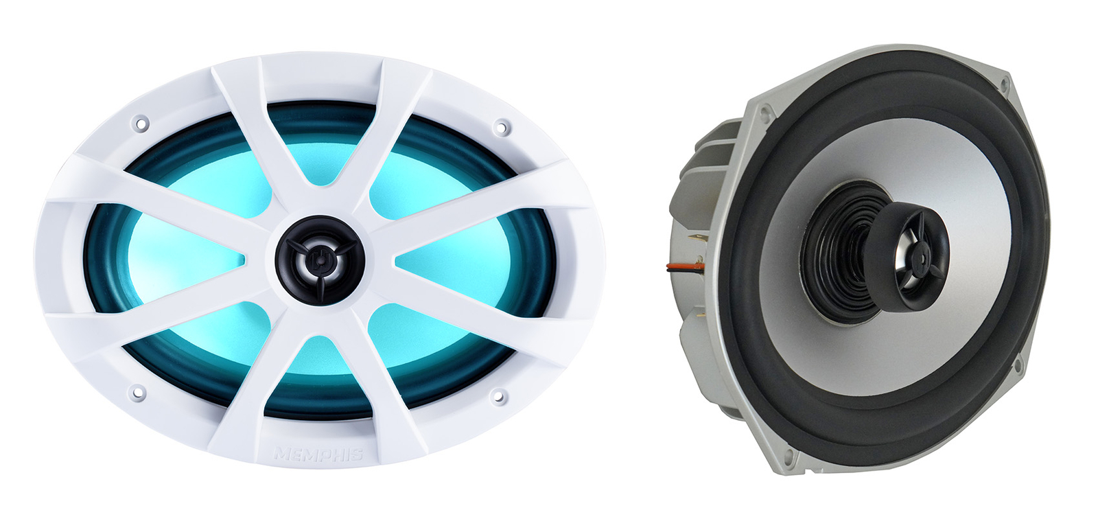 Пара Memphis Audio MXA69L 120 Вт 6x9 2-полосных динамиков для морских судов с RGB светодиодными решетками