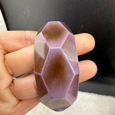 Vintage Bangle Bracelet Purple Brown Faceted Chunky Geometric 8.5