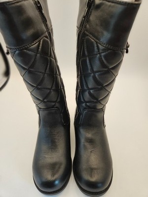 Jessica Simpson Black Quilted Leather Riding Boots – Side  display picture 2