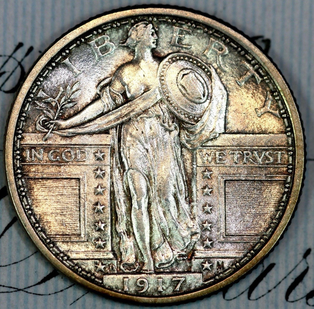 ssx2673です！Franklin Mintスカイ・チーフ　ブロンズ像 1917-D T1 FH PRISTINE+ GEM BU MS STANDING LIBERTY QUARTER DC277