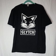 GLYTCH Energy Team T Shirt Black Graphic Logo Tee Gildan Softstyle Large