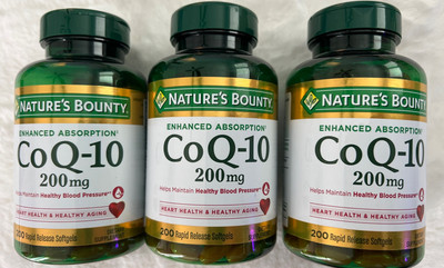 Nature's Bounty Co Q-10 200 mg 200 Softgels Exp 2027+ Lot of 3 Total 600