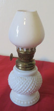 MLECZNA BIAŁA CERAMICZNA LAMPA OLEJOWA EFEKT BOBBLE + BIAŁY SZKLANY KLOSZ - 6,5"