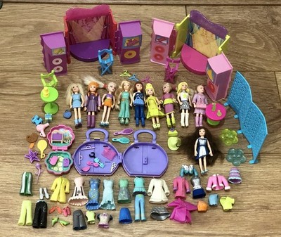 Vintage 2000er Polly Pocket Backstage Spielsets, 10 Puppen plus Zubehör Restposten