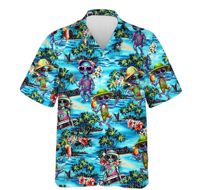 Tropical AlienHawaii Shirt for Men Women , Alien Holiday Summer Aloha Shirt