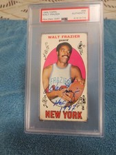 WALT FRAZIER SIGNED ROOKIE CARD, PSA, INSCRIBED HOF 1987, PERFECT 10 AUTOGRAPH.. rookie card picture