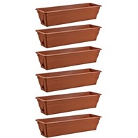 Balkonkasten 6X Blumenkasten 80Cm Pflanzkasten Wasserspeicher Terrakotta
