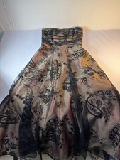 Strapless Lace Overlay Prom Dress 10 Black Gold Fairycore Formal Party