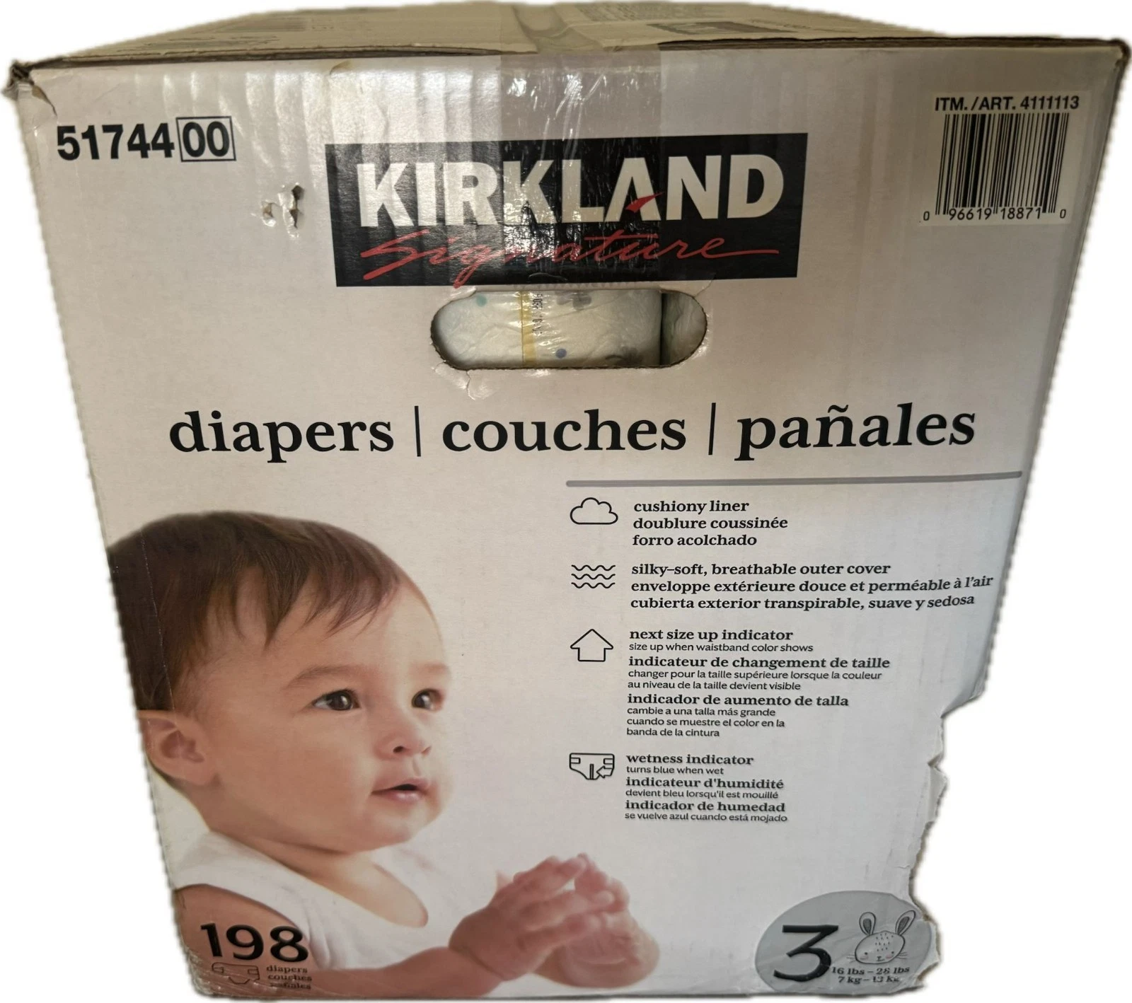 Kirkland Signature Diapers Size 3 (16-28 lb/7-13 kg) 198 Pack