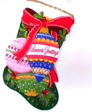 Finished Bucilla Stocking Seasons Greetings Christmas BLING - FABULOUS 18" WOW
