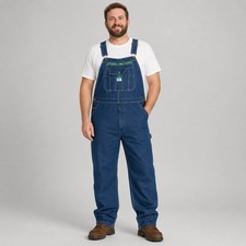 Liberty Men s Denim Bib Carpenter Overalls 44x32 Green Zip Work Wear 100 Cotton