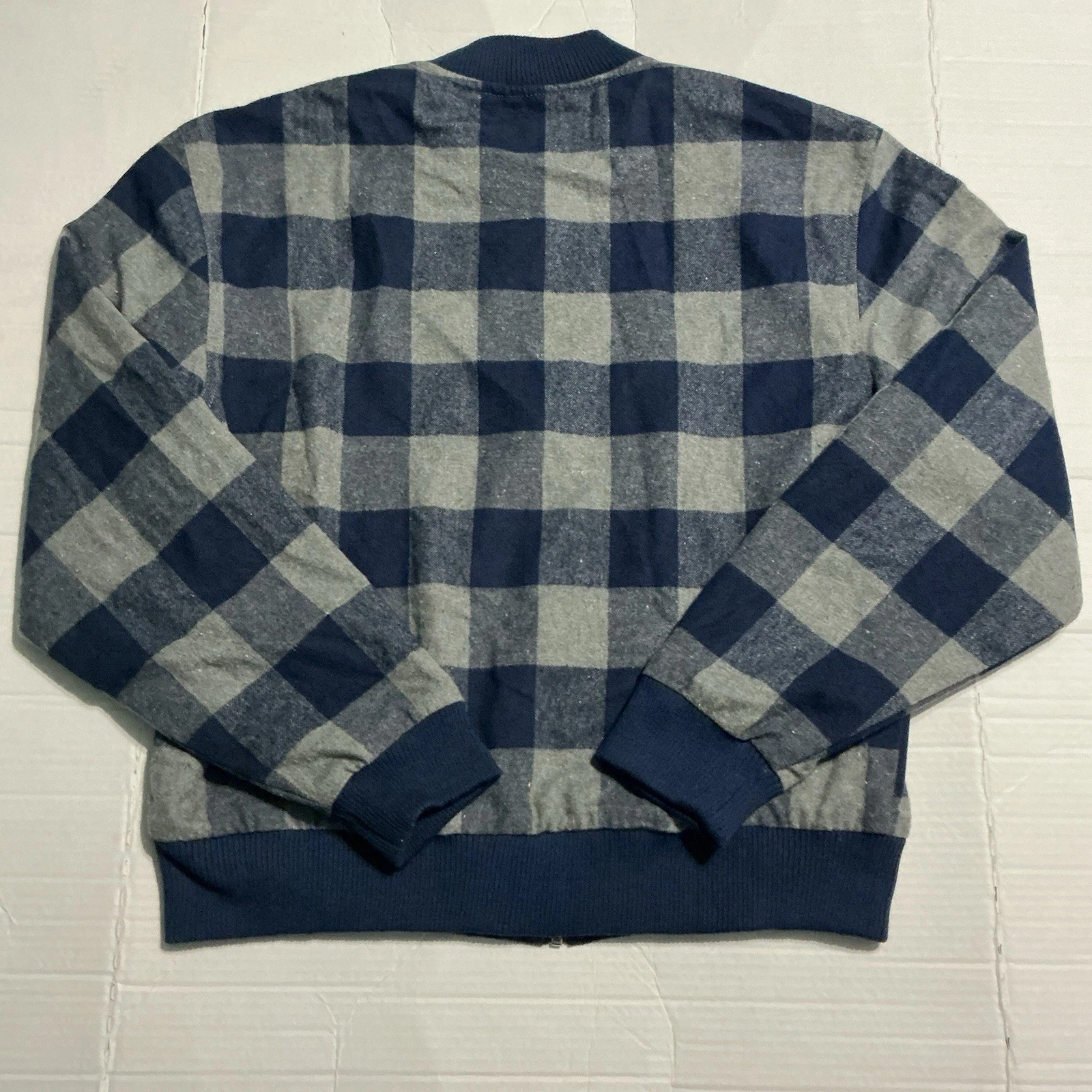 NovaMen Mens Navy Plaid Bomber Jacket M NWT - product detail image 10