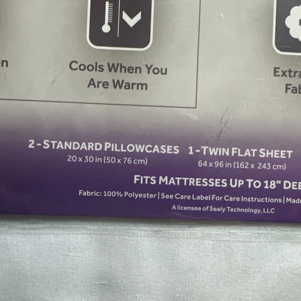 Juego de 4 sábanas dobles Sealy Platinum Eventemp tecnología de equilibrio de temperatura sofá extra Foto 4 de 4