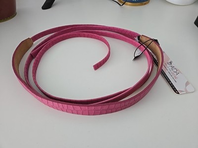 New ADA Skinny 100% LEATHER Wrap Belt Women's O/S One Size Fuchsia Aligator C