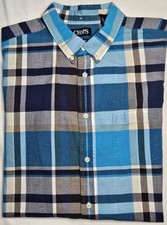 Mens Chaps Custom Fit Short Sleeve Plaid Button Up Shirt Size XXL 2XL - NICE