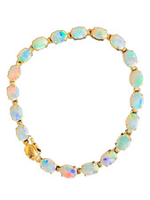 1980s Fiery Natural Opal  Cabochons Tennis Br...