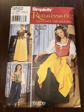 Simplicity 5582 Renaissance Costume Misses Size 4-10 Uncut