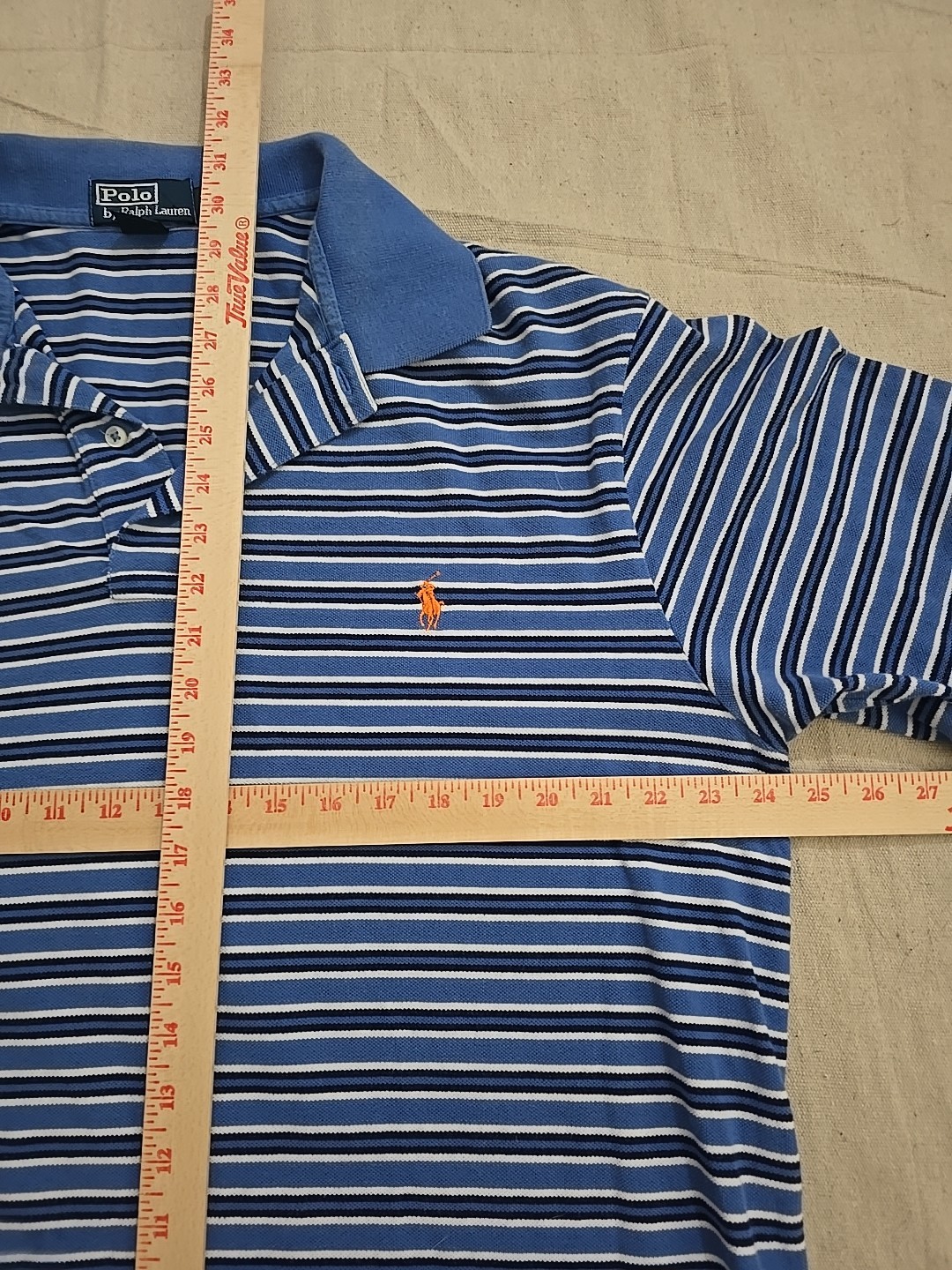 Polo Ralph Lauren vintage camicia uomo XLT ALTA blu a righe pony polo