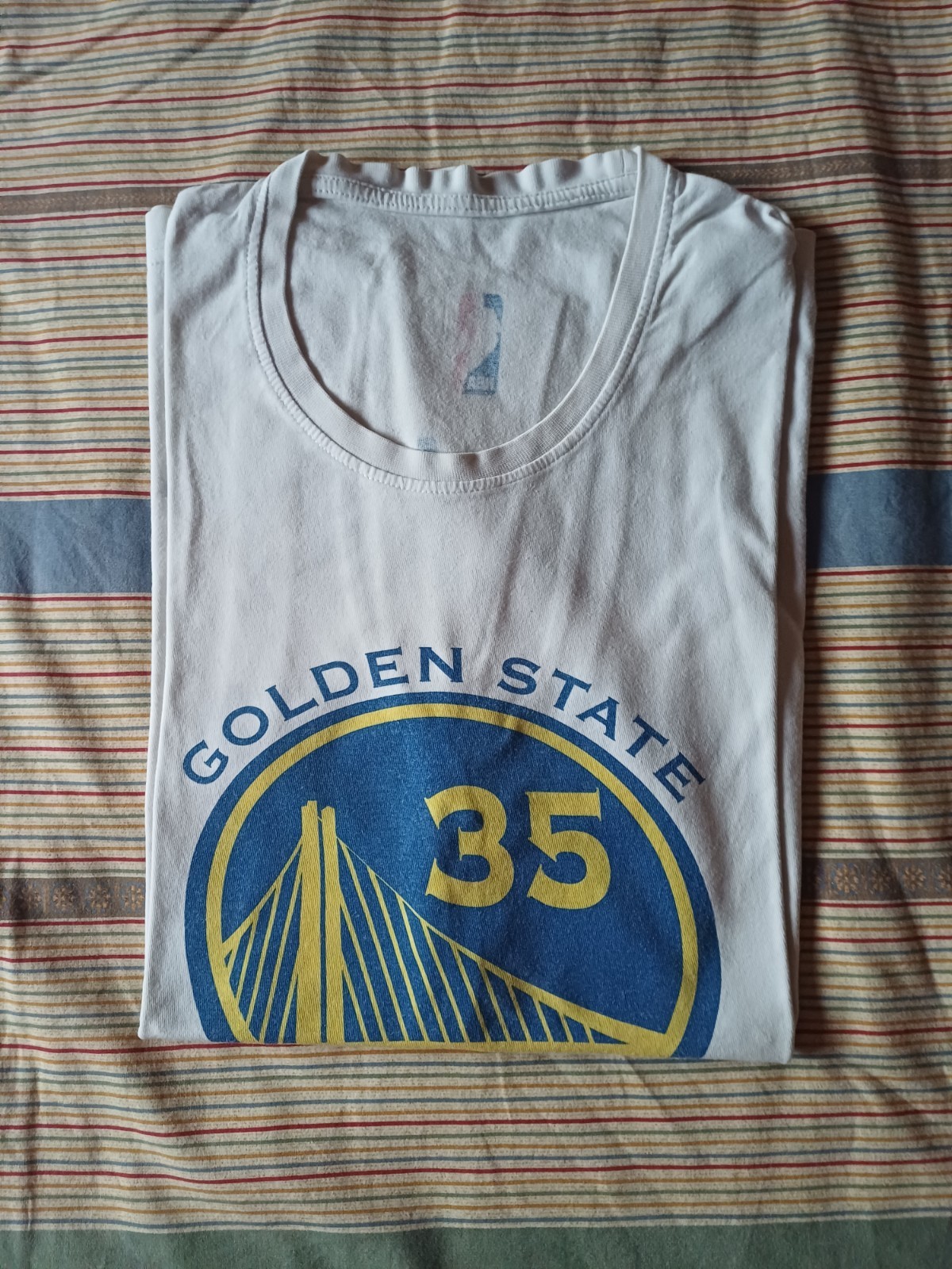 adidas T-shirt Uomo Bianca L Golden State Warriors Durant 35 NBA Girocollo