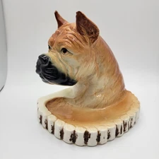 Vtg Ceramic Boxer Dresser Valet Trinket Dish Vase Planter Dog Figurine 50s 60s 