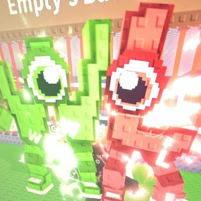 Pixel Block Green and Red W & L Character Figures