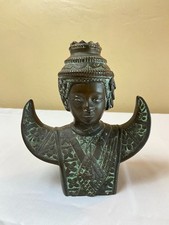 Beautiful 1900's Antique Bronze Thailand Dancer Bust Statue