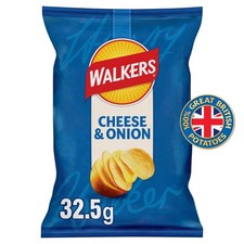Walkers Cheese & Onion Crisps Box 32.5g x 32 Pack