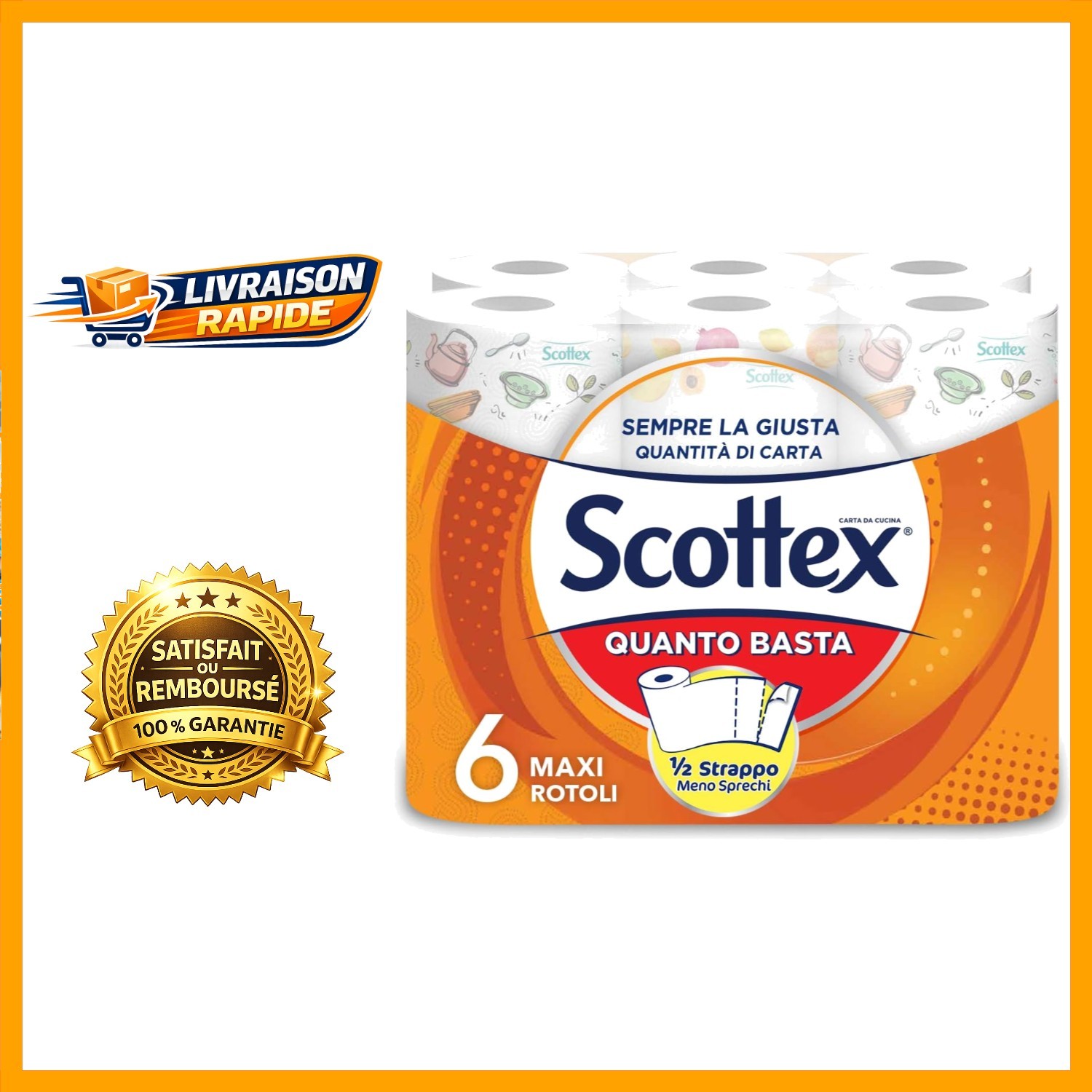 Essuie-tout Scottex Quanto Just anti gaspillage avec feuilles prédécoupées