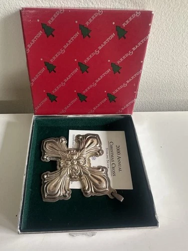Vintage 2000 REED & BARTON Sterling Silver Christmas Cross Repousse Ornament Box