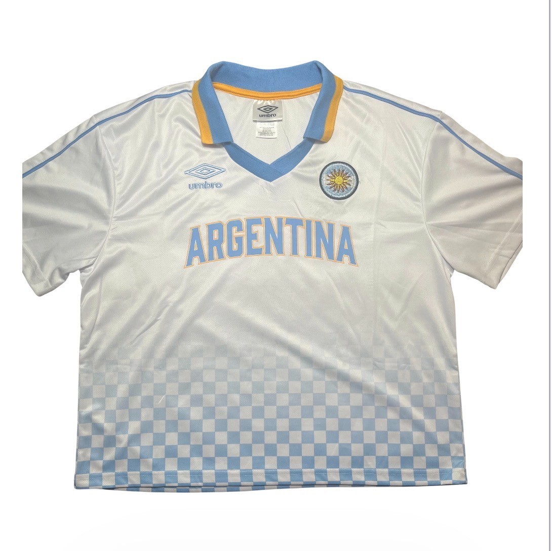 Umbro Women's Sz XL Argentina Soccer Jersey Retro Throwback Collared NWT- 2085