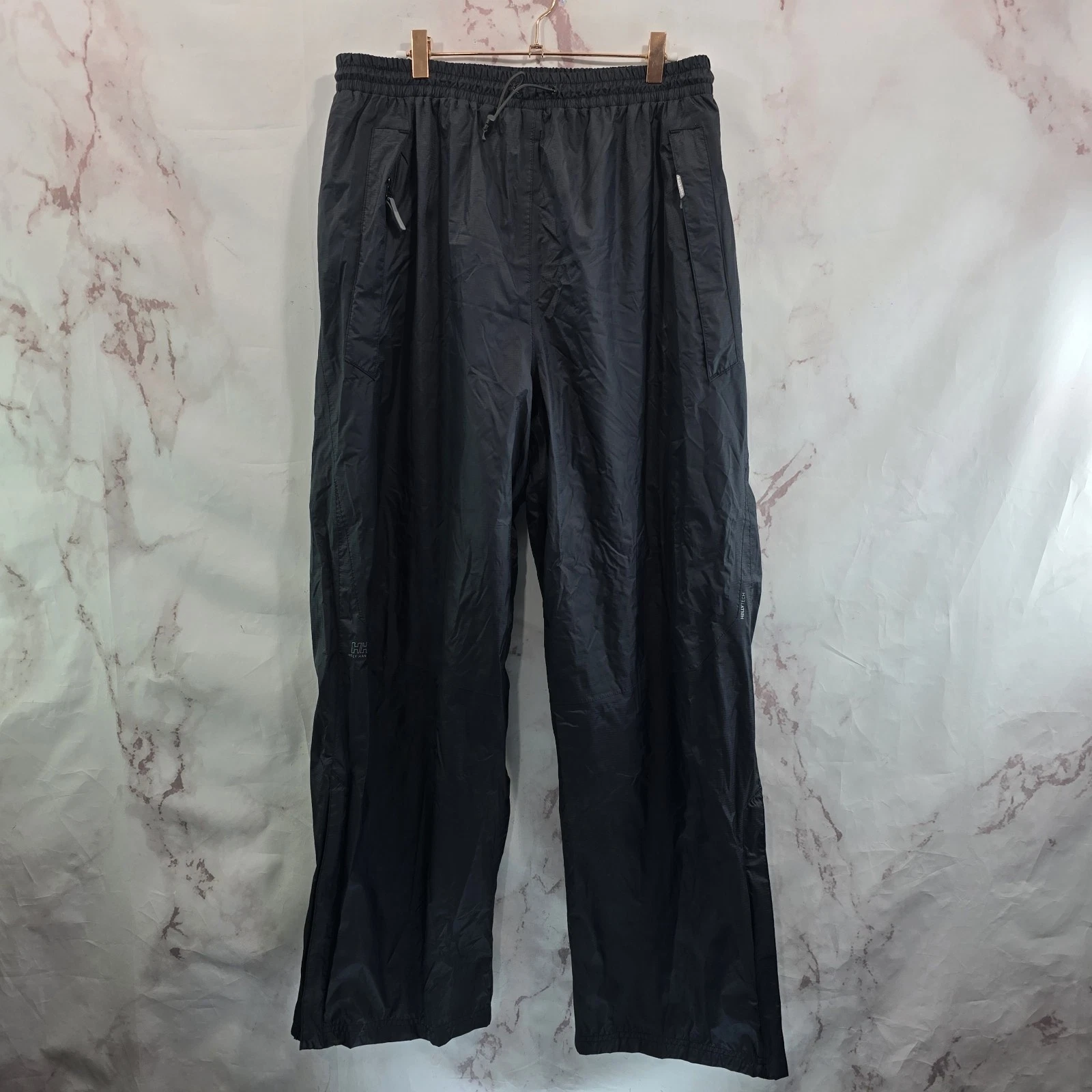 Helly Hansen Rain Pants Mens Large Black Helly Tech Waterproof Hiking Zip Off HH