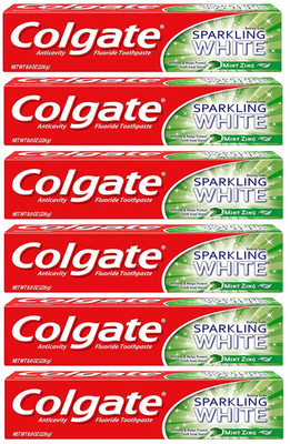 Colgate Sparkling White Whitening Toothpaste, Mint - 8 Ounce (6 Pack)