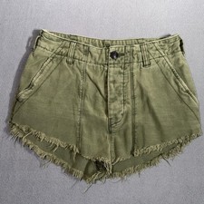 Free People S 2 Olive Green Distressed Frayed Hem Utility Cargo Shorts Military