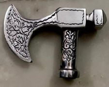 Walking Axe Viking Stick Cane Handle Wooden Antique Head Gift Victorian Brass