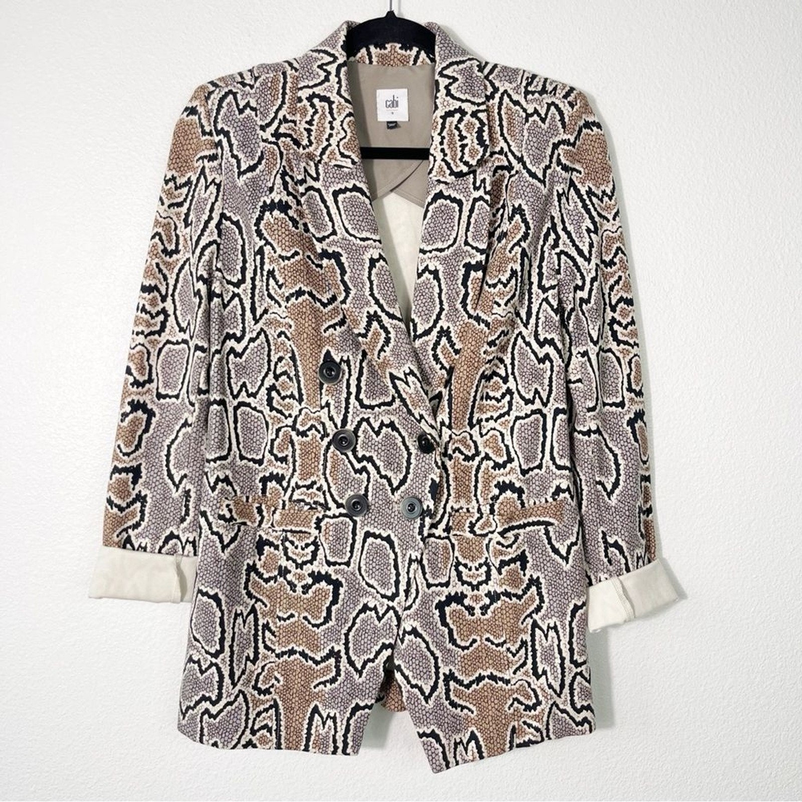 Cabi Python Snake Print Double Breasted Fitted Ja… - image 5