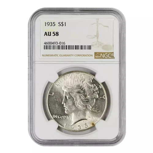 1935 Peace Dollar NGC AU-58