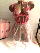 VS For Love & Lemons Whimsical Garden Hearts Embroidered Slip Dress NWT