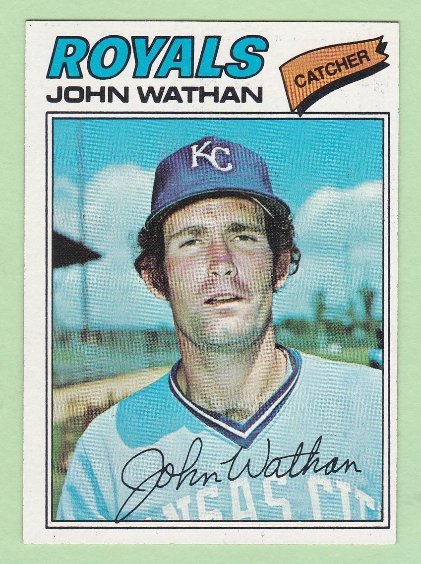 1977 TOPPS BASEBALL #218 JOHN WATHAN ROOKIE CARD NEAR - MINT NM !! SET BREAK !!!