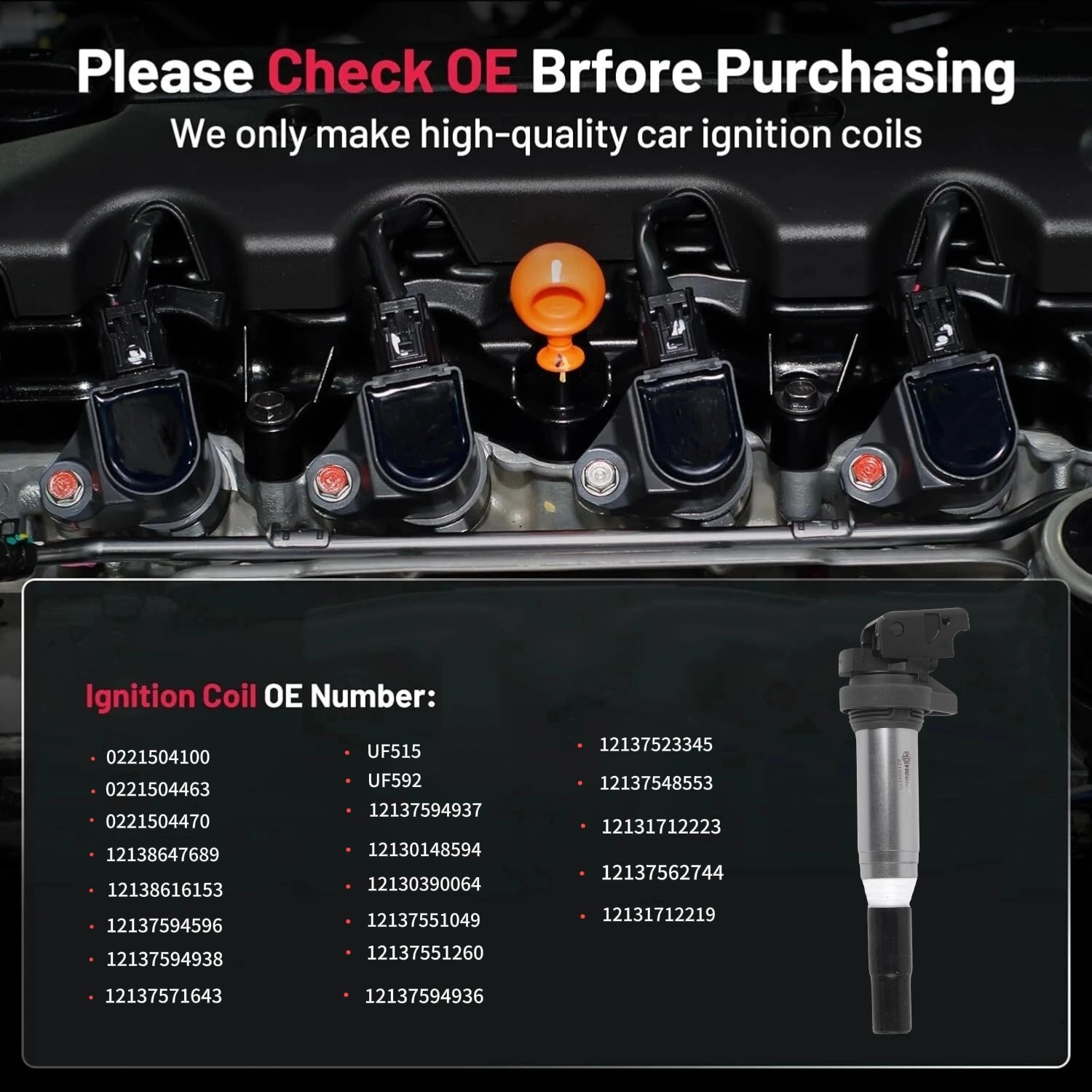 6PCS High performance Ignition Coil 0221504470 For Rolls-Royce Phantom 2004-2017