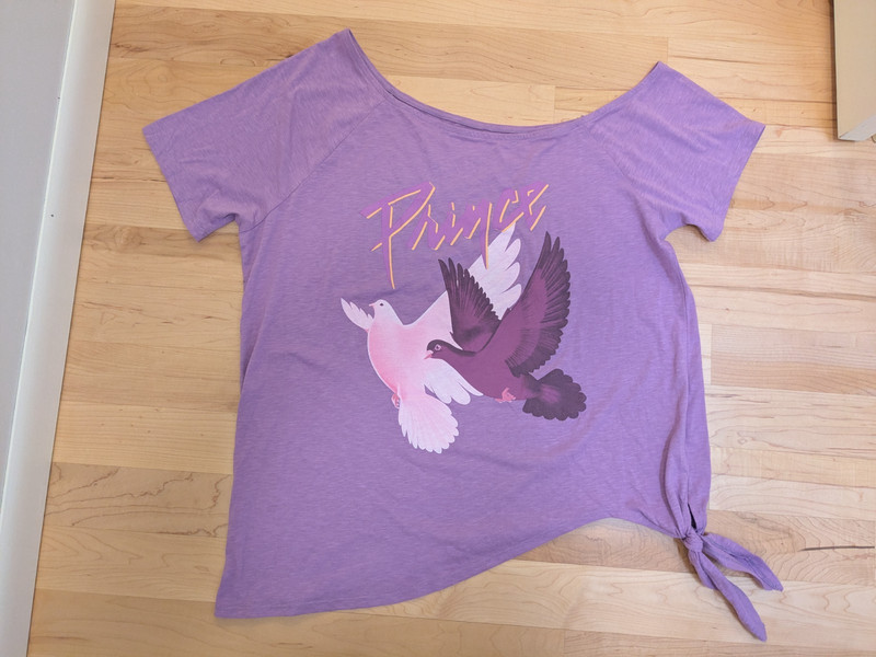1 Torrid Prince Doves Cry Purple Off Shoulder Short Sleeve Top Tee Shirt 14 16